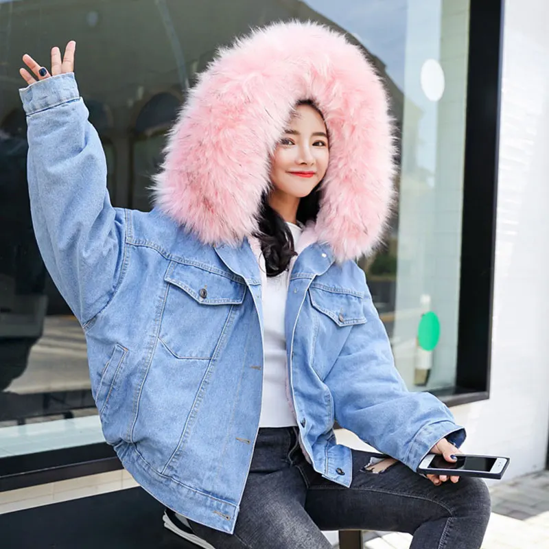 Новое поступление 2019 модная женская зимняя джинсовая куртка с хлопковой