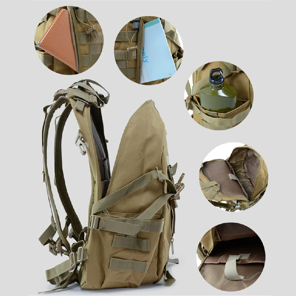 Mountaineering Outdoor Bags Multi-functional Waterproof Sports Camping Camouflage Khaki Army Tactical Backpack Package BL075 | Спорт и