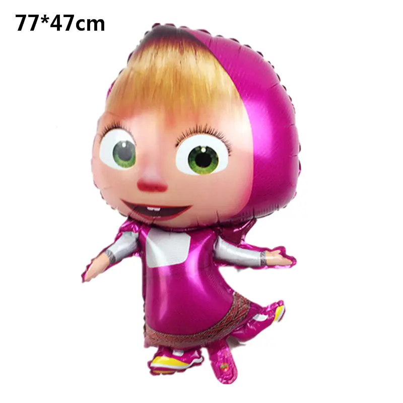 Balloon-5-1pcs Футболки с изображением героев мультфильма «Маша и Медведь», тема бумажный стаканчик, тарелка флаг соломенная шляпа Дети пользу День рождения украшения поставки одноразовая посуда - Цвет: Balloon-5-1pcs