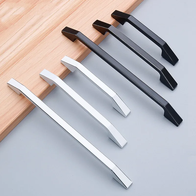 

European Simple Black And White Kitchen Cabinet Door Handles Matte Gold Aluminum Alloy Drawer Pulls Furniture Handle Hardware