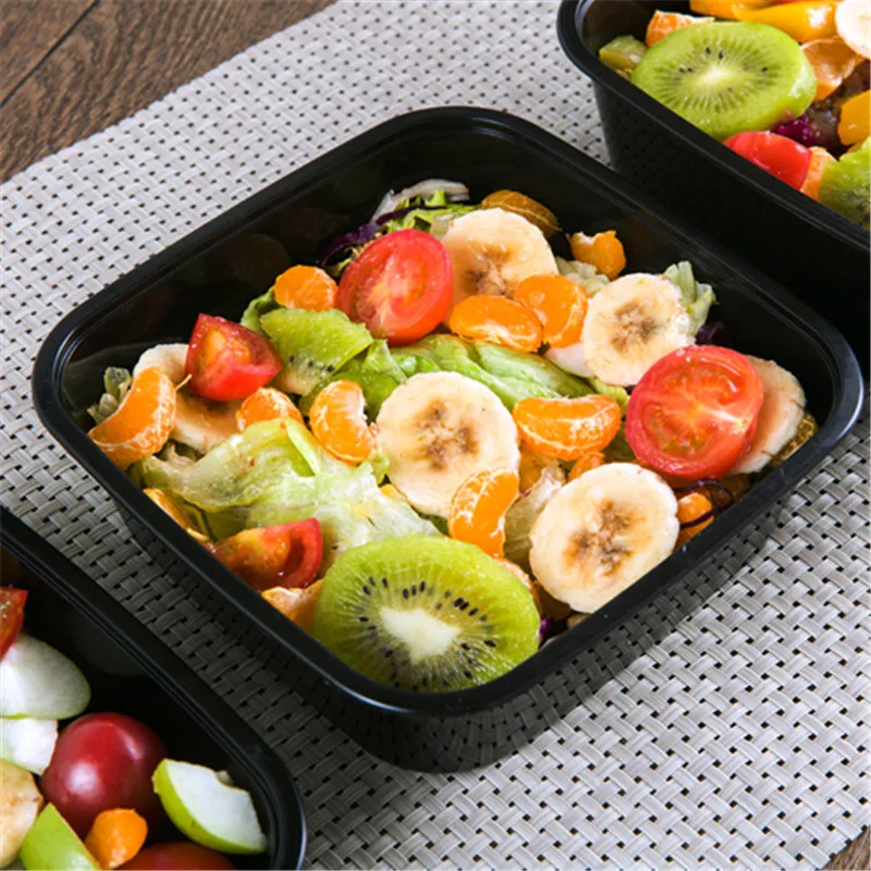 25 шт. американский стиль черный прозрачный пластиковый Ланч бокс одноразовая