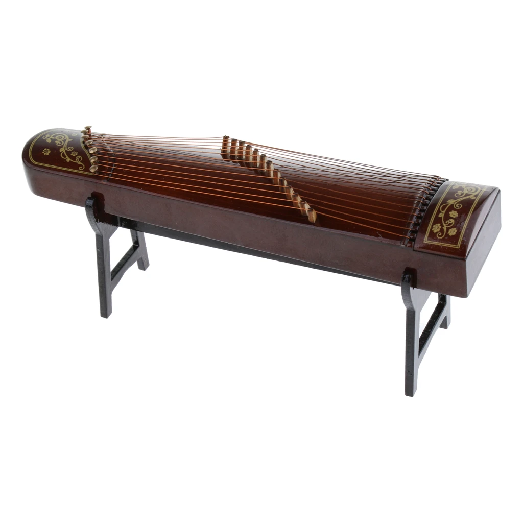 

Wood Chinese Zither Guzheng Miniature Mini Model Musical Instrument Gift