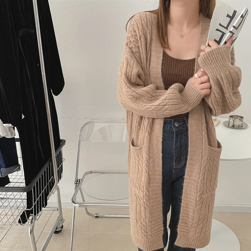 

Colorfaith New 2021 Women's Autumn Winter Sweaters Elegant Long Cardigans Warm Oversized Pockets Lady Fashionable Tops SWC3135JX