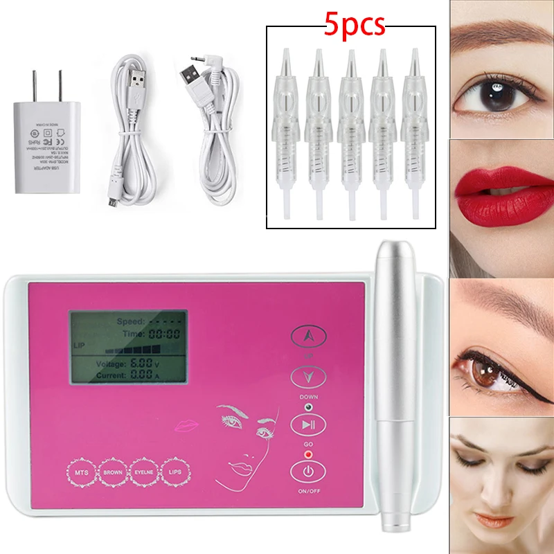 Permanent Makeup Machine PMU Kit Eyebrow Tattoo Pen Digital For Microblading Eyeliner Lip Tattoos Cartridge Needles | Красота и