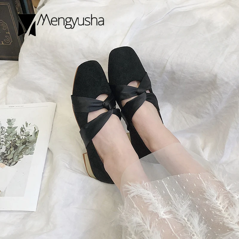 Плотные замшевые лоферы карамельных цветов корейские Мокасины с квадратным