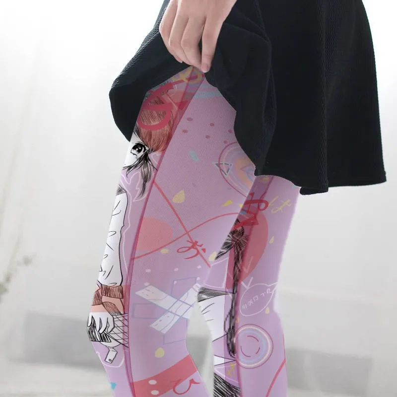 Летние женские чулки выше колена Привлекательные длинные до бедра с 3D принтом