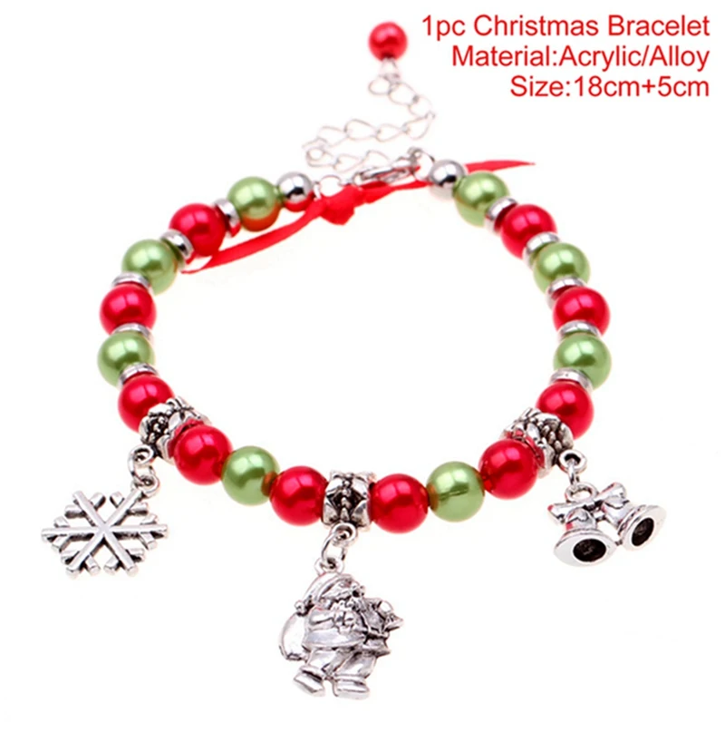 Christmas Bracelet Рождественские серьги, подвеска с Санта-Клаусом, Рождественский Декор для дома, рождественский подарок для детей, украшение для рождественской елки - Color: Christmas Bracelet