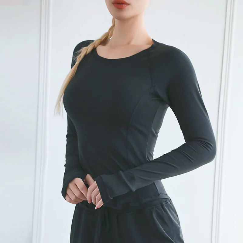 black Женская спортивная рубашка с длинным рукавом для спортзала, йоги, безрукавка, сухая посадка, спортивная одежда для занятий спортом, эластичный Топ для тренировок, фитнеса, NCLAGEN - Цвет: black