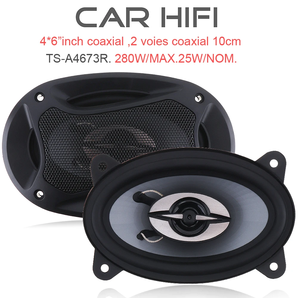 2 قطعة 4X6 بوصة 280 واط سيارة HiFi مكبر صوت محوري باب السيارة السيارات الصوت الموسيقى ستيريو كامل المدى تردد مكبرات الصوت للسيارات