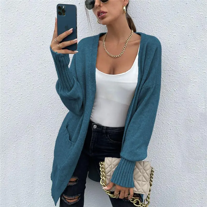 Свитер длинный кардиган вязаный женский осенне-зимний свободный шикарный