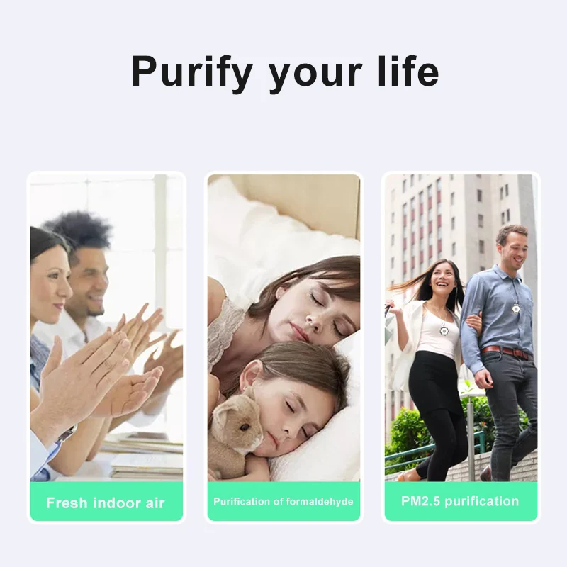 

Portable Air Purifier Household Purifier Eliminates Smoke Dust Pollen with Necklace Chain and USB Cable LBShipping
