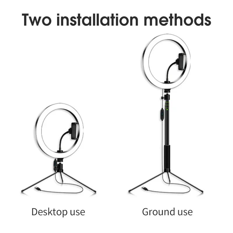 

Dimmable LED Ring Light USB Fill Ring Lamp with Wireless Bluetooth Selfie Stick Set Photography Lighting for Photo Studio Camera
