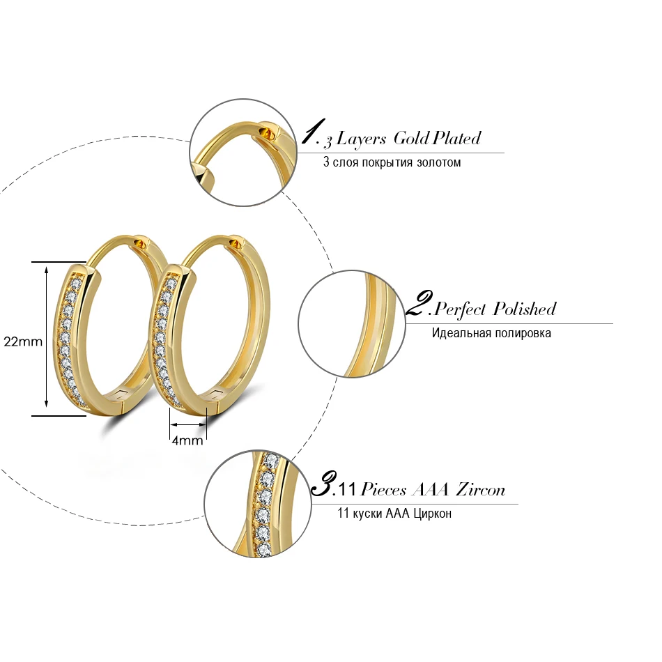 ORSA JEWELS новые модные серьги шампанского золотого и серебряного цвета, цирконий простой элемент, женские серьги круглые для женщин OME34