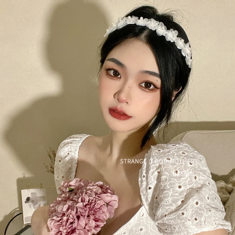 

Французская сетчатая повязка на голову в стиле ретро, женская летняя тонкая фея, маленькая высококлассная ободок для волос