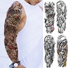 Татуировка с большим рукавом, Японский дракон Prajna, водонепроницаемая временная татуировка, наклейка, механический боди-арт, полностью поддельные татуировки для женщин и мужчин