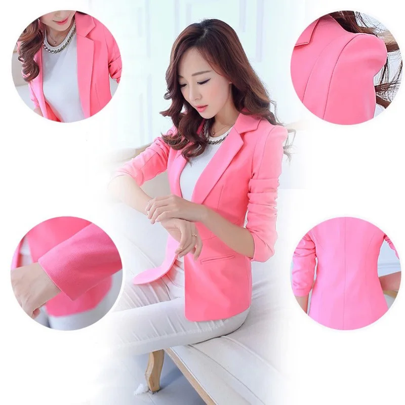 

Fashion Single Button Suit Lady Long Sleeve Blazers Spring Women Coat Nice New Fashion Solid Color Casual Slim Jacket