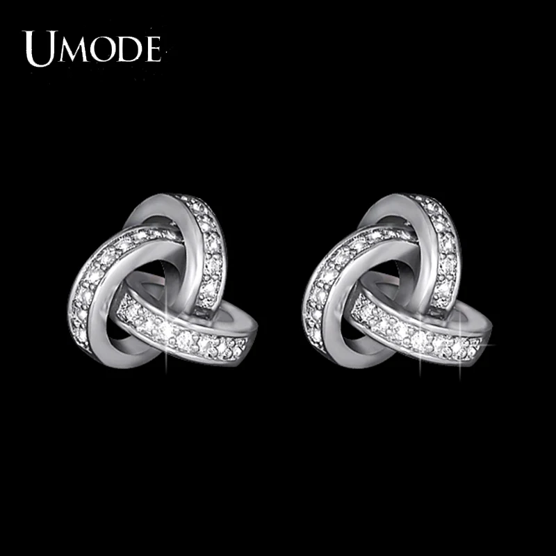 

UMODE Love Knot Stud Earrings White Gold Color Cubic Zirconia CZ Accent Inspired Twist Gift For Women Fashion Jewelry UE0141