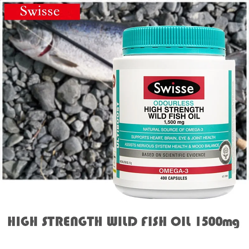 

Swisse Odourless High Strength Wild Fish Oil 1500mg 400Capsules Omega-3 Fatty Acids EPA DHA Heart Brain Eye Joint Nervous Health