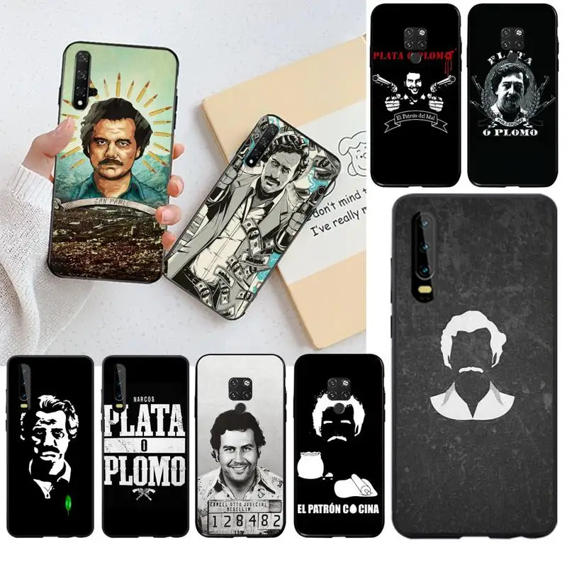 

HPCHCJHM Narcos Pablo Escobar Silver Or Lead Black Phone Case Capa for Huawei P30 P20 lite Mate 20 Pro lite P Smart 2019 prime