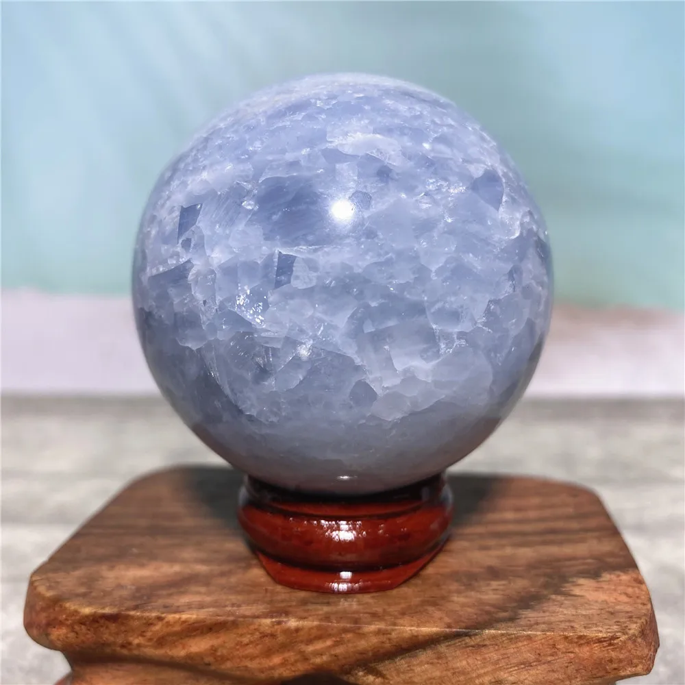 Quartz Natural Stone Celestite Sphere Blue Crystal Reiki Energy Wichcraft Gems Minerals  Handwork Ball House Decoration Home