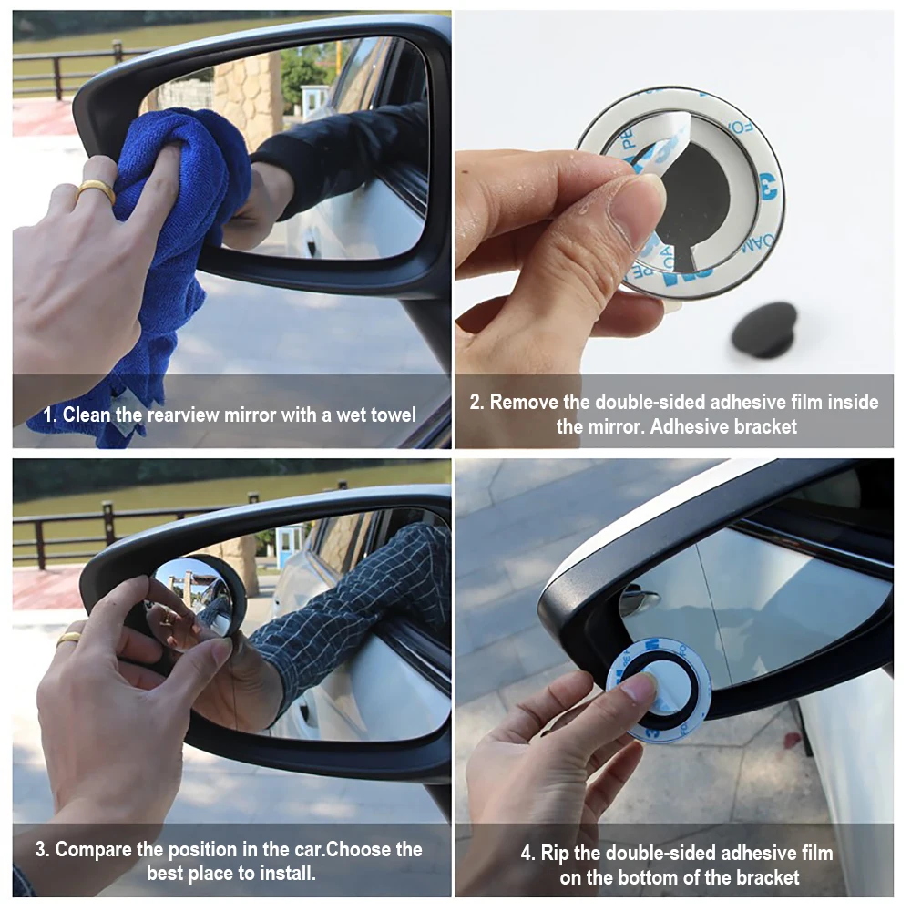 1Pcs Car 360 Degree Framless Blind Spot Mirror Wide Angle Convex Small Round Side Blindspot Rearview Parking | Автомобили и