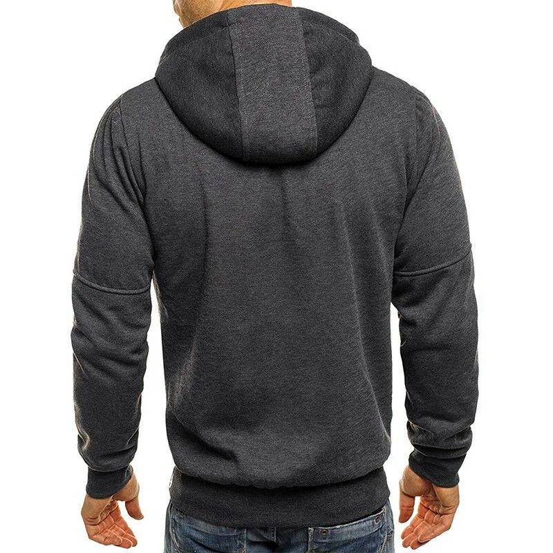 

Men 2021 Autumn Long Sleeve Hoodie Fleece Hooded Jacket Coat Sweatshirt Solid Outwear Slim Fit Male Oversize Sport Clothes