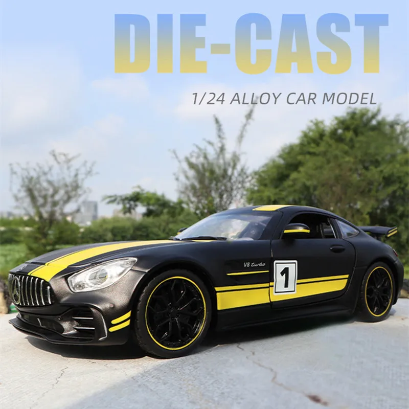 Модель автомобиля Mercedes Benz AMG 1:24 из черного сплава Литые и игрушечные автомобили