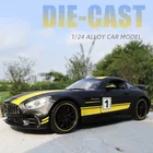 Модель автомобиля Mercedes-Benz AMG 1:24 из черного сплава, Литые и игрушечные автомобили, сборный подарок, без дистанционного управления