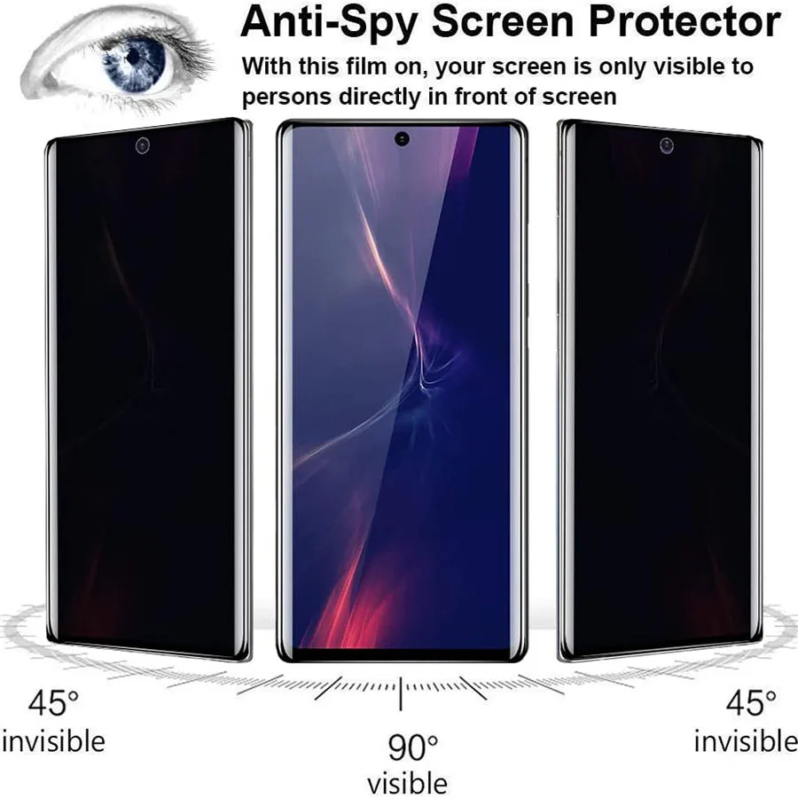 Изогнутое противошпионское закаленное стекло 3D для Samsung Note 20 Ultra S21 S20 S9 Plus A50 A71 A52 A72