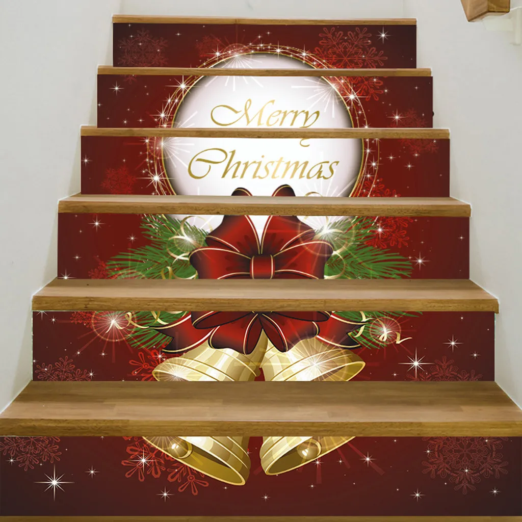 Рождественская наклейка со снеговиком Сантой лестницей водостойкая