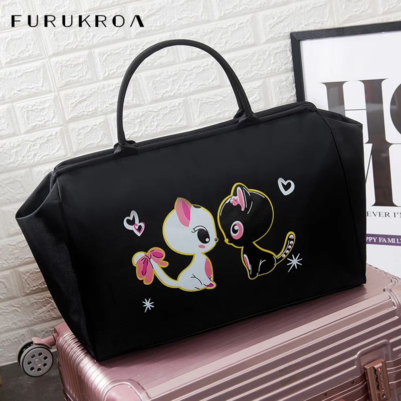 Женская водонепроницаемая дорожная сумка с котом большая на плечо для фитнеса