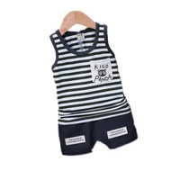 new summer baby boy girls clothing children cartoon stripes vest shorts 2pcsset toddler casual clothes suit kids costume