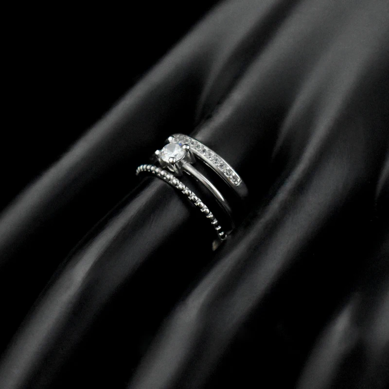 LYNNE Jewelry Fashion 925 Sterling Silver AAA Zircon Multilayer Rings Resizable 3 Layer Rhinestone CZ Rock Ring Women Fine Gift | Украшения