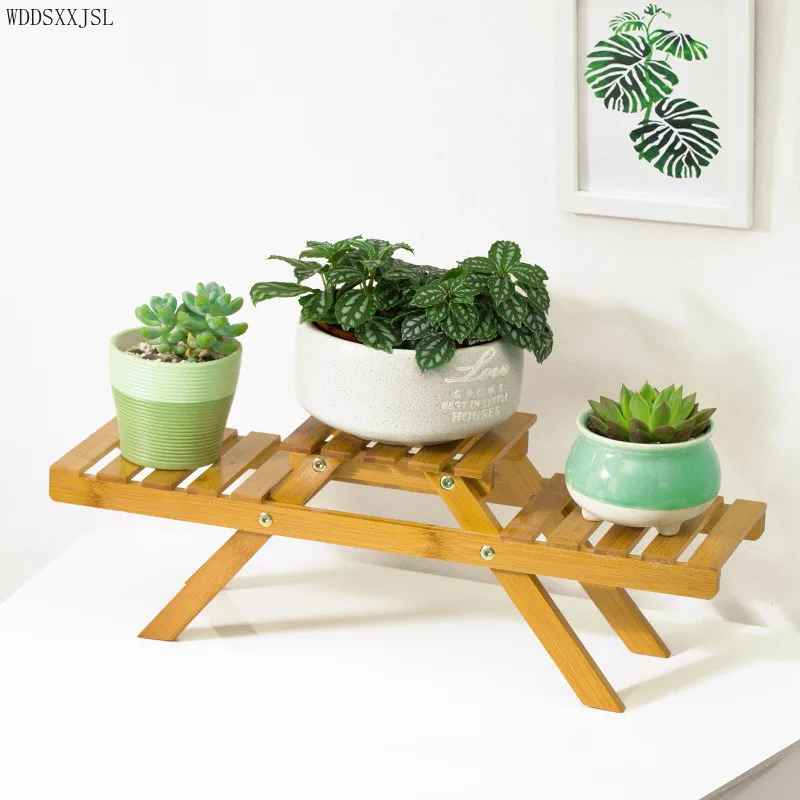 

WDDSXXJSL balcony flower stand Nan bamboo multi-layer indoor floor green living room flower shelf potted plant stand desktop
