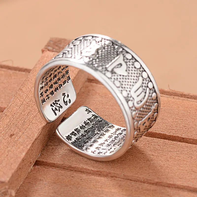 Кольцо с цветком лотоса для мужчин ювелирное изделие серебристого цвета