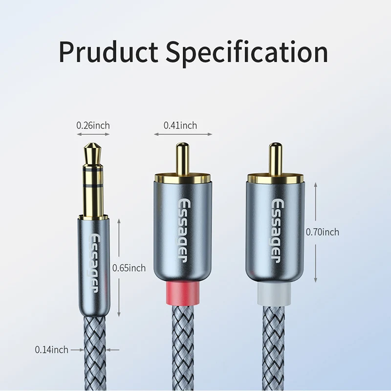 Essager RCA Cable HiFi Stereo 2RCA to 3.5mm Audio AUX Jack 3.5 Y Splitter for Amplifiers Home Theater | Электроника