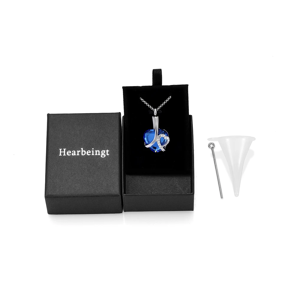 

IJD12465 Stainless Steel New Hot Sell Crystal Heart Cremation Memorial for Ashes Urn Keepsake Pendant Necklace Jewelry