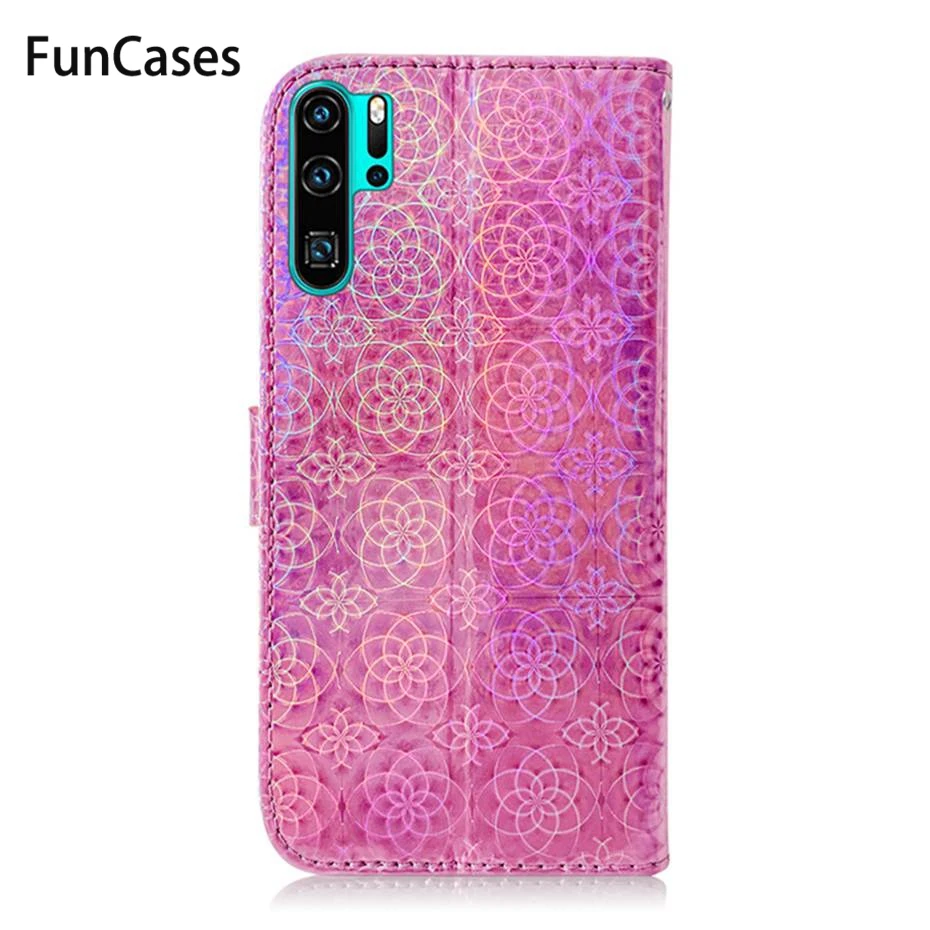 Лазерный флуоресцентный флип-чехол для Huawei P30 P20 Mate 20 Pro Lite Y5 Y6 Y7 Y9 P Smart Z 2019 Plus Honor 9X 8X