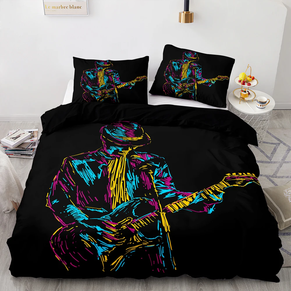 

Color Sketch Man Pattern Bedding Set, 240220 Duvet Cover Set With Pillowcase, 200200 Quilt CoverExtra Large Blanket Cover