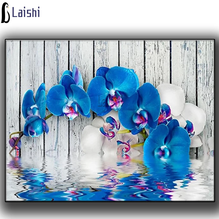 

Новый DIY 5D алмазная живопись фаленопсис полная Алмазная вышивка синие цветы для продажи картина Стразы украшения дома подарок