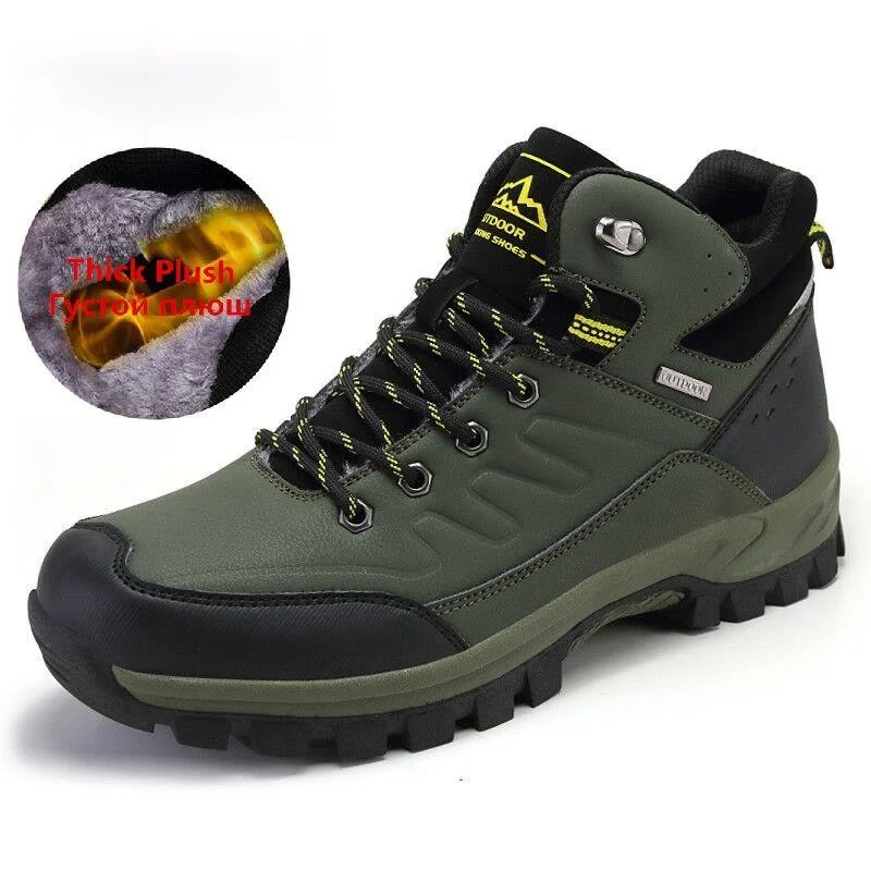 

Брендовые зимние мужские ботинки, теплые мужские зимние ботинки, высококачественные кожаные водонепроницаемые мужские кроссовки, уличные ...