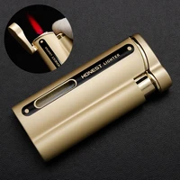 straight butane torch turbine lighter windproof metal personality portable red flame cigar accessories gift for men