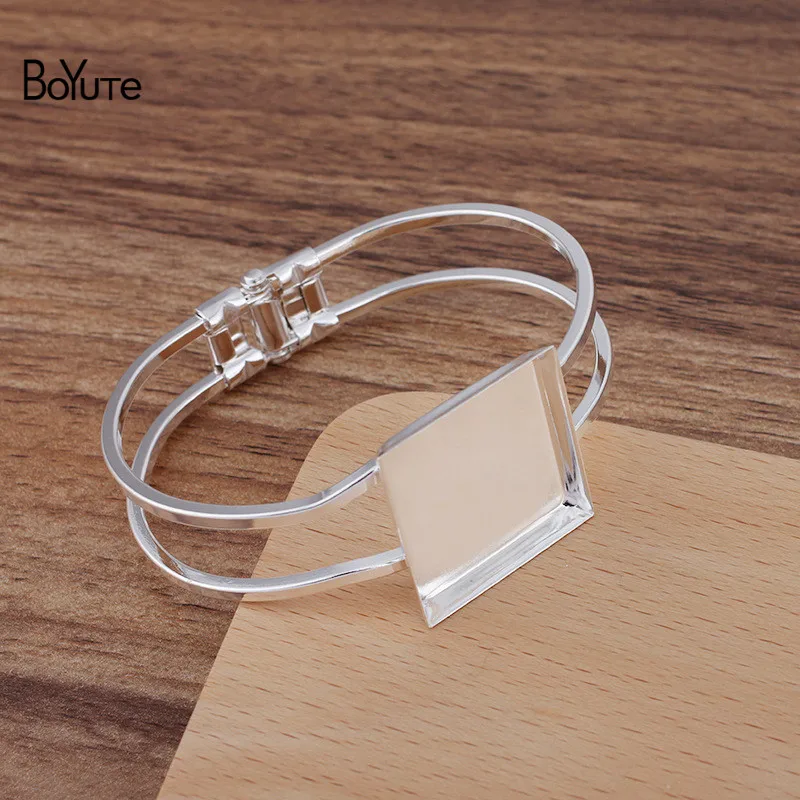 BoYuTe Custom Made (50 Pieces/Lot) Fit 25MM Square Cabochon Blank Bracelet Base Metal Brass DIY Handmade Jewelry Accessories