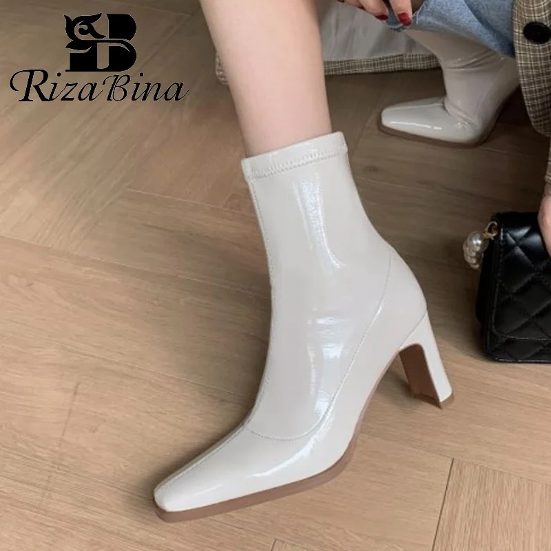 

Ботильоны женские зимние на толстом высоком каблуке, Размеры 33-40