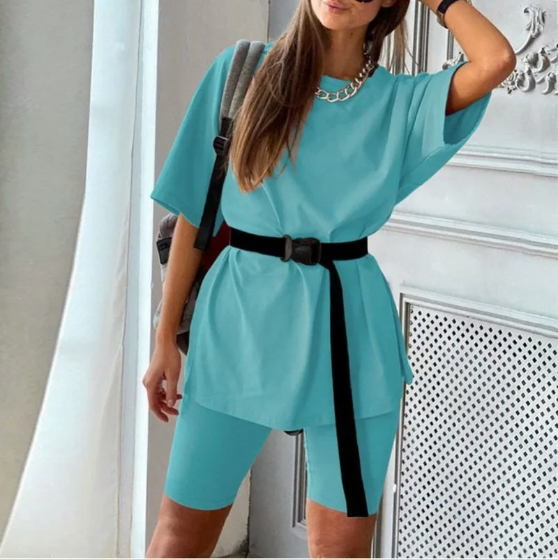 

2020 Spring and Autumn New Women's Two-Piece Suit Waistband Solid Color Home Loose Sports Fashion Casual Suit