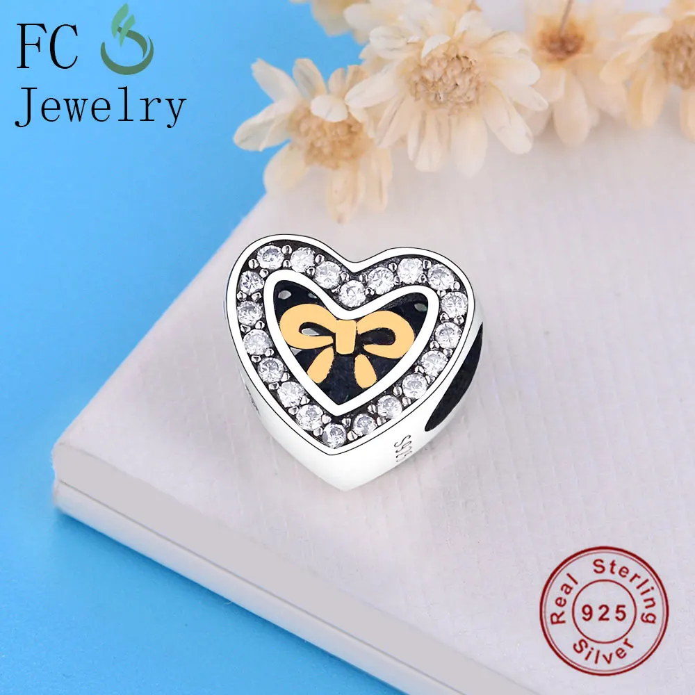 FC Jewelry Fit оригинальный Шарм браслет Pandora серебро 925 пробы весенний золотой цвет лук