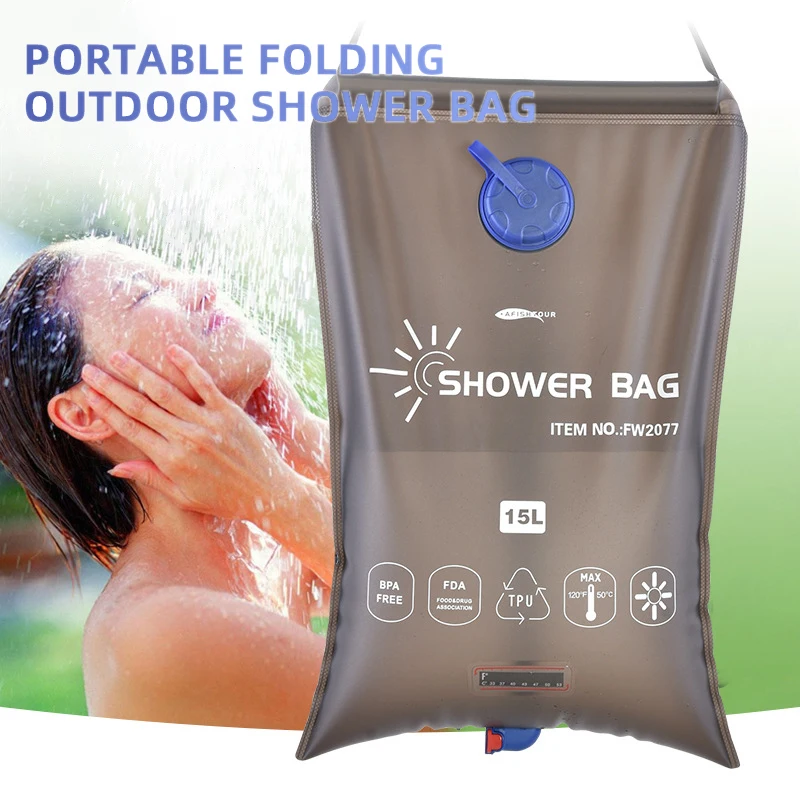 

15L Water Bags Outdoor Camping Shower Bag Bath Artifact Solar Heating Portable Folding Hiking Climbing Bath Equipment Supplies