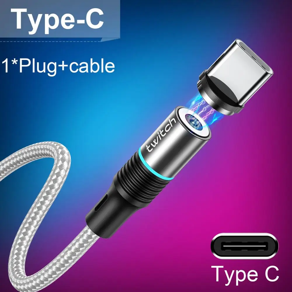Магнитный кабель Twitch usb type-C кабель для samsung S10 huawei Xiaomi Быстрая зарядка type-C зарядный провод USB C магнит - Цвет: Silver Type C Cable