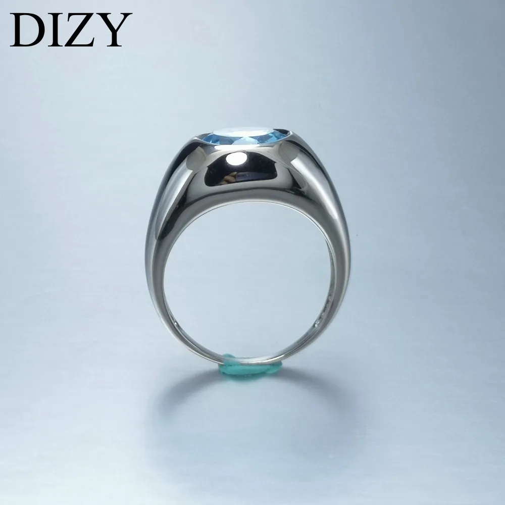 DIZY, Круглый, 4.5CT, натуральный голубой топаз, кольцо, 925 пробы, серебро, драгоценный камень, кольцо для женщин, подарок, свадебное, обручальное, ювелирное изделие