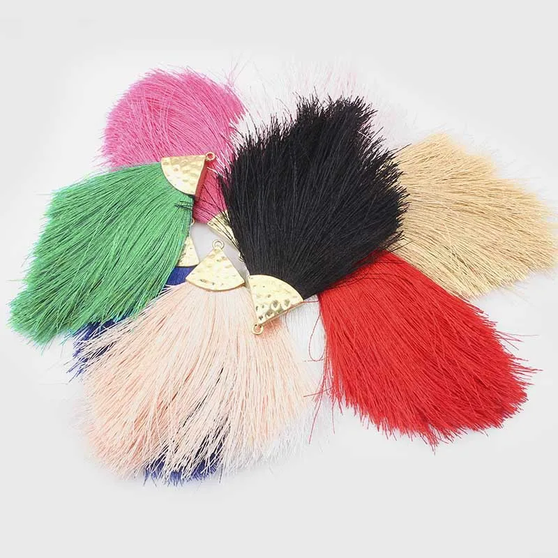 

2pcs Orlon Rhombus Tassel Pendants W/ 2mm Alloy Hole For DIY Earrings Jewelry Makings Accessories